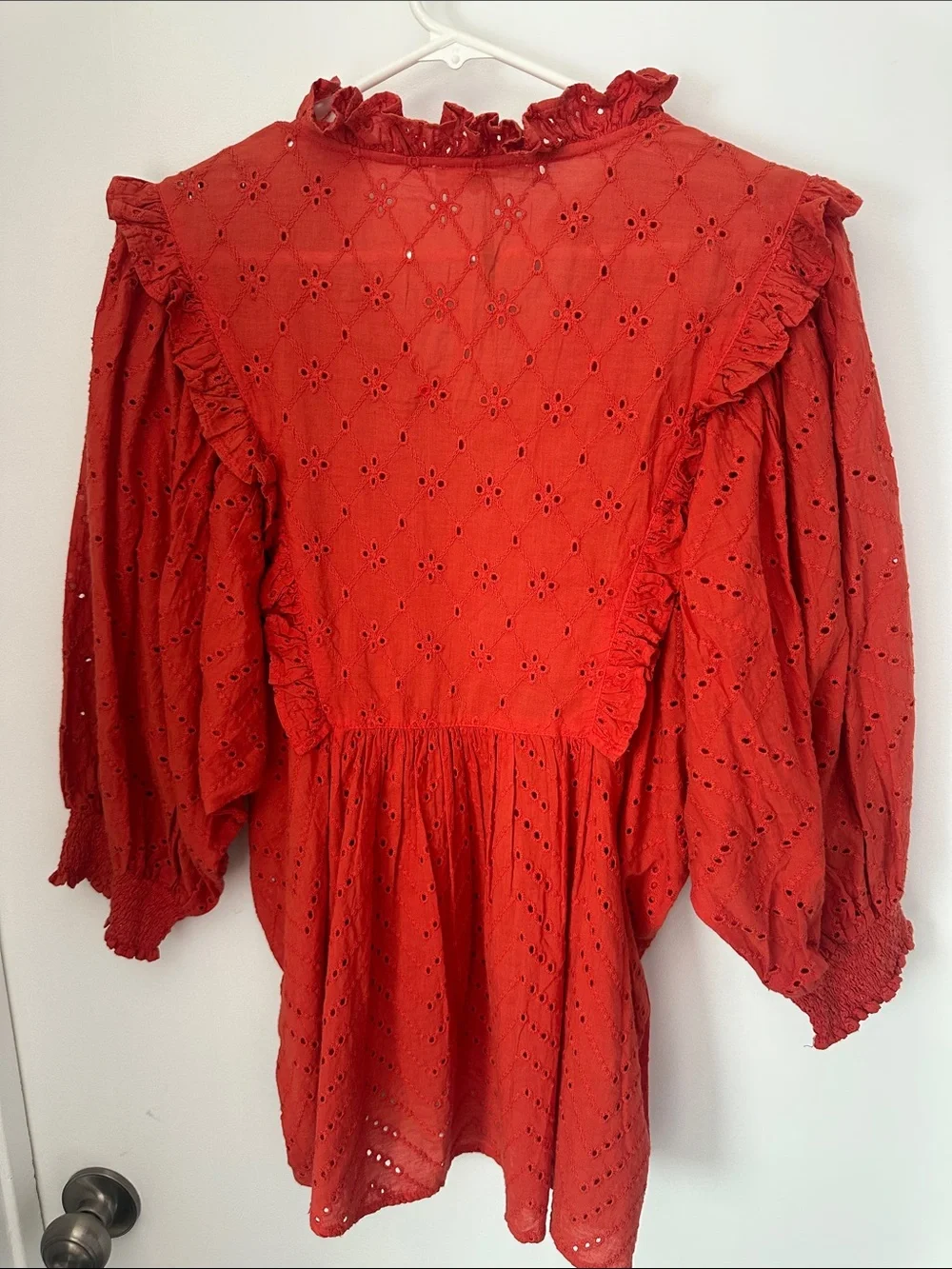 Solitaire Red Eyelet Ruffle Tunic - Picture 2 of 4